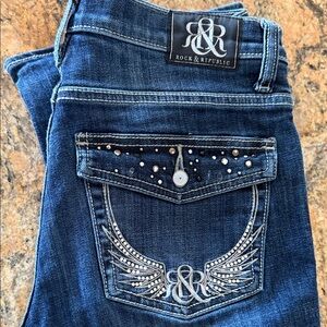 Rock & Republic Blue Jeans with Embellished Back Pockets